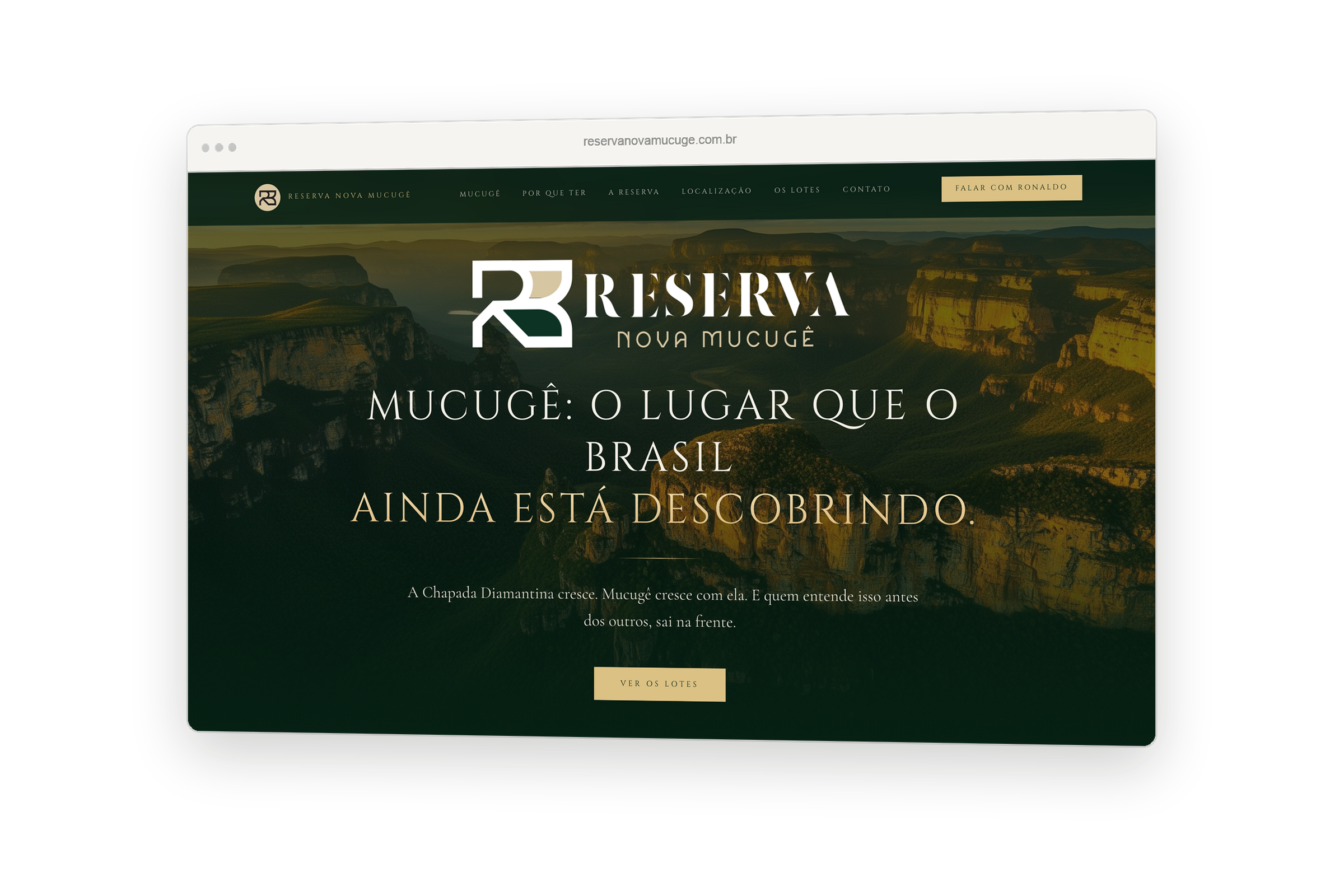 Hero desktop do site Reserva Nova Mucugê