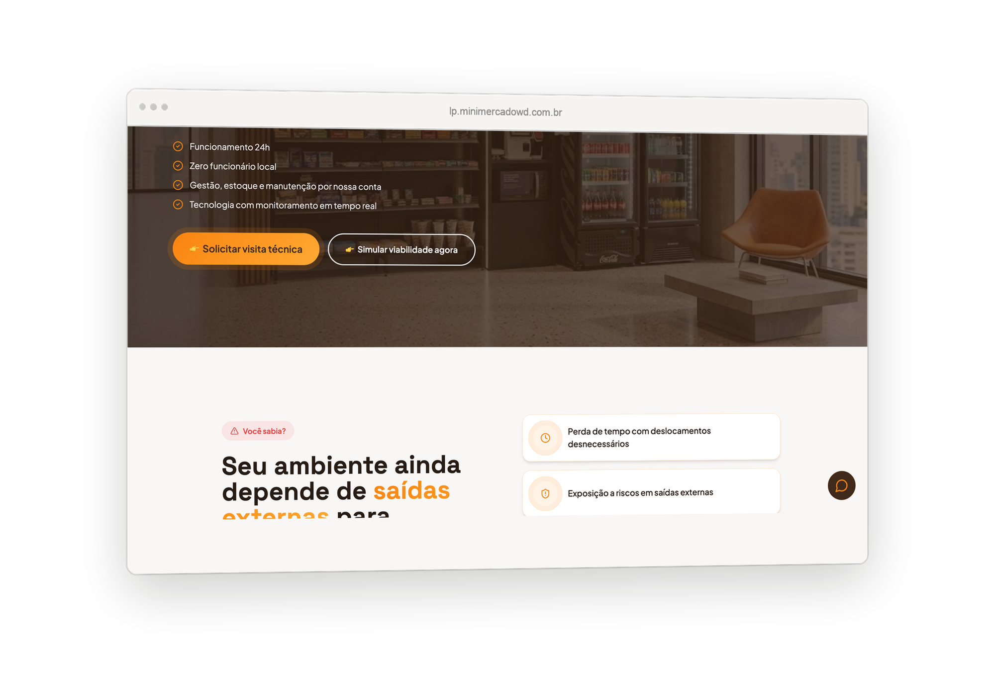 Landing page de micromercado WD Quick Shop